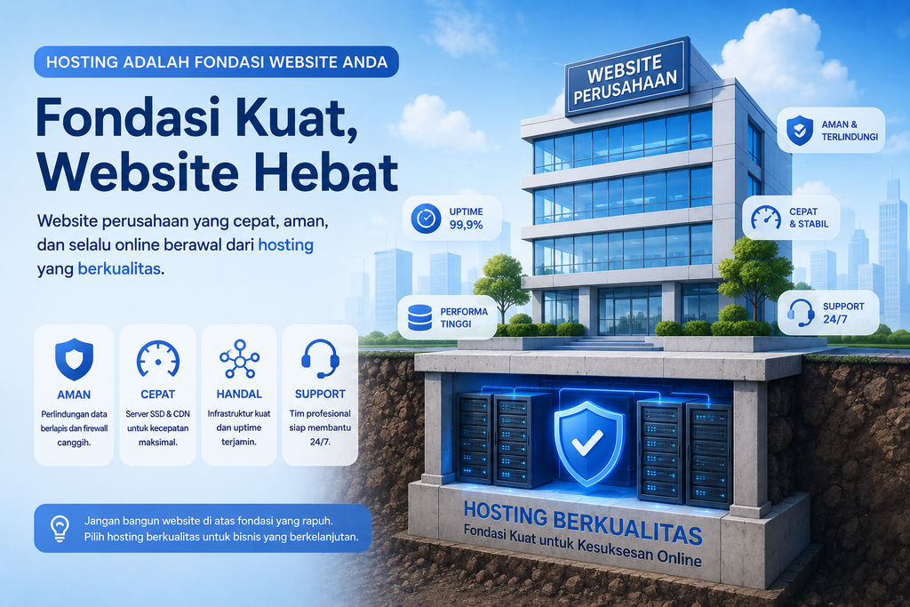 Ilustrasi Hosting Sebagai Fondasi Website Perusahaan Yang Harus Kokoh Dan Aman
