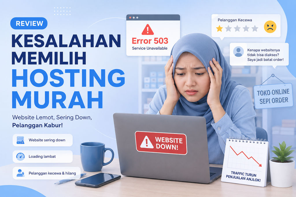 Ilustrasi Kesalahan Memilih Hosting Murah Yang Mengakibatkan Website Sering Down Dan Kehilangan Pelanggan